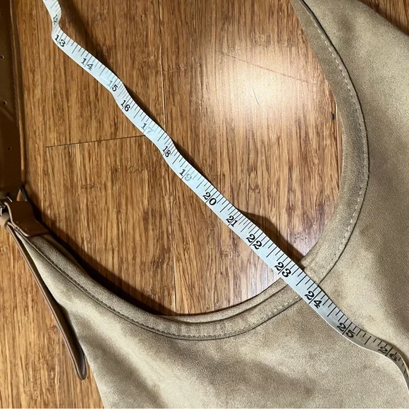 NEW! Faux Vegan Tan Beige Slouchy Suede Hobo Shoulder Bag with matching Purse - Picture 12 of 14